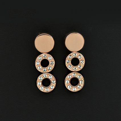 18K Rose Gold Plated String Circles Brand Design Earring