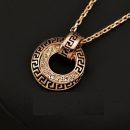 18K Rose Gold Plated with Stellux Austrian Crystals G Element Circle Pendant Necklace