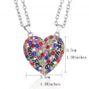 2PC Silver Plated Mother Daughter Necklace Silver Heart Full Crystal Rhinestone