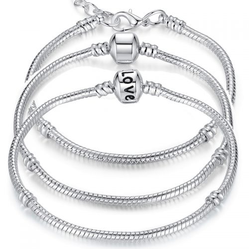 5 Style Silver Plated LOVE Snake Chain Bracelet & Bangle