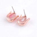 Fashion Party Jewelry Set Pink/Beige Cat Eye Opal Rhinestone Tulip Flower Necklaces Earrings
