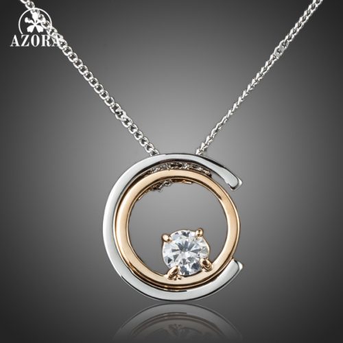 Classic Platinum Plated White Stellux Austrian Crystal Pendant Necklace