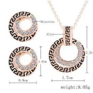 Austrian Crystal Circle Jewelry Sets Party Gold Pendant Necklace Drop Earrings Set