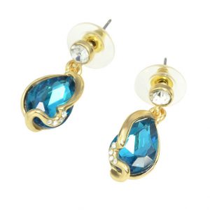 Big Blue Beige Rhinestone and Crystal Jewelry Water Drop Earrings