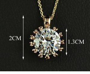 18K Real Gold Plated Big Sparkling Top Cubic Zirconia Diamond Pendant Necklace