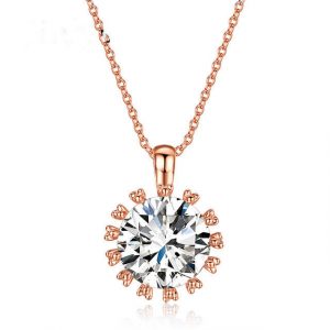 18K Real Gold Plated Big Sparkling Top Cubic Zirconia Diamond Pendant Necklace