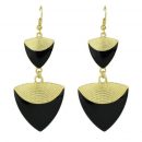 Bijoux Gold Color Enamel Triangle Shape Long Drop Earrings