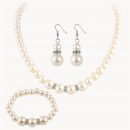 New Simulated Pearl Wedding Jewelry Set Crystal Necklace Fine Jewelry Party Women Beads Bridal