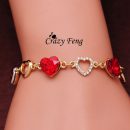 Charm Bracelet 18k Gold Plated Chain Link Crystal Chain Heart Lover Bracelets