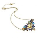Colorful Rhinestone Necklaces Pendants Boho Flower Necklace Antique Gold Plated Vintage