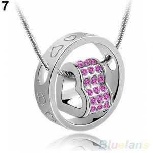 Crystal Chain Rhinestone Gift Love Heart Pendant Necklace