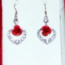 Crystal Jewelry Earrings Heart of Love Red Rose Shape Drop Earrings