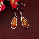 Women’s Vintage Retro 18k Gold Plated Amber African Jewelry Sets Necklace Earrings Wedding