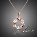 AZORA Rose Gold Plated Flower Clear Cubic Zirconia Pendant Necklace