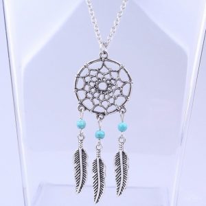 Trendy Bohemian Style Dreamcatcher Feather Wings Shaped Pendant Necklace 4 Styles