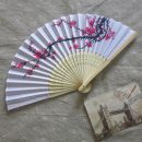 Elegant Plum Blossom Flower Print Folding Hand Fans Designer White Polyester Fans Summer