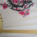 Elegant Plum Blossom Flower Print Folding Hand Fans Designer White Polyester Fans Summer