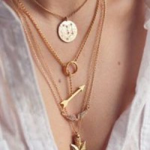 Women Multilayer Irregular Crystal Gold Pendant Chain