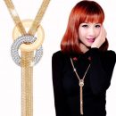 Fantastic Long Tassel Necklace Pendants Gold Silver Sweater Chain Necklace Multilayer Alloy Statement Necklace
