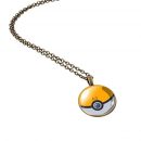 Vintage Bronze Chain Statement Necklaces Collares Glass Cabochon Pokemon Ball Pendant