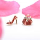 Korean Very Cute Bags Heels Shoe Asymmetric Earrings For Women 18K Gold Plated