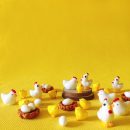8 Pcs cock hen chicks miniatures decor