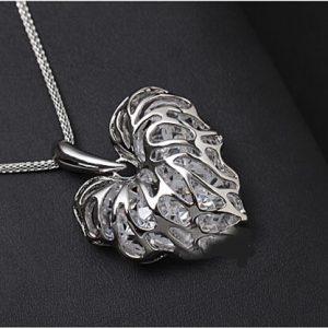 luxury Heart Pendant Chain Silver Plated