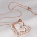 Rose gold color Crystal Double Heart Pendant
