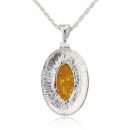 Oval Baltic Created Honey Carved Exquisite Pendant