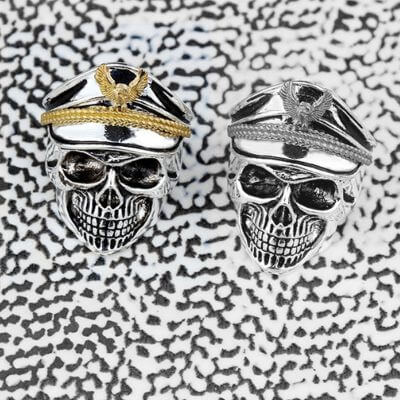 World War Military cap Band Ring Skull