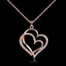 Rose gold color Crystal Double Heart Pendant