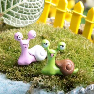 2PCs/set cute cartoon snail Miniature Snail Figurine Decor Fairy Garden