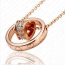 Heart Circle Pendants Heart Crystal Necklace