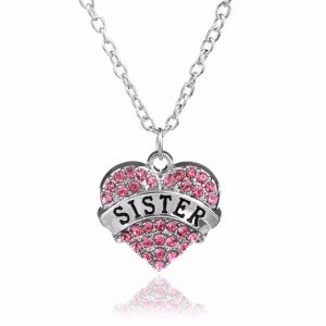 Heart Pendant with Letter “Sister”