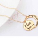 I Love U With Sun & Moon Pendant Necklace 18K Gold Plated Romantic Style