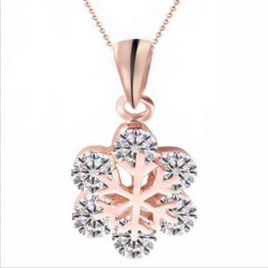 Inlay zircon Rose Gold crystal pendant necklace