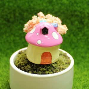 Lovely 1Pc Mini Mushroom House Ornaments Potted Plant Craft Decoration Bonsai Garden Resin For Garden Decoration