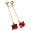 Long Square Colorful Crystal Dangle Earrings