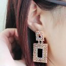 Luxury Clear Rhinestone Square Hollow Earrings