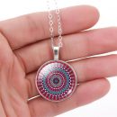 Mandala Flower Picture Necklace Jewelry Dome Glass Pendant Necklaces For Women