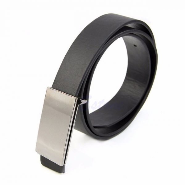 Mens Faux Leather Metal Automatic Formal Buckle Dress Waist Band Strap Belt