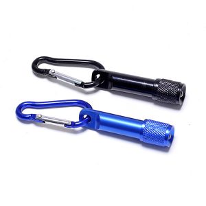 Mini LED Flashlight Carabiner Torch Clip Camping Hiking blue black Keychain