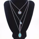 Multilayer Blue Feather Long Chain Vintage Crystal Tassel Necklaces & Pendants For Women