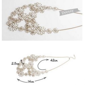 Multilayer Pendants Rhinestone gold hollow flowers necklace