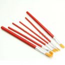 Painting Drawing 6pcs Red Nylon Acrylic Oil Paint Brushes