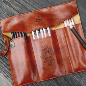 Pendant Design Cases Bags Roll Up PU Leather Pencil Pen Case Bag Makeup Cosmetic Pouch