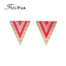 Pink Esmaltes Triangle Earrings Brincos For Women