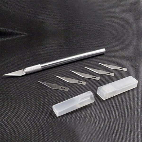 Metal Wood Carving Pen Paper Cutter Sculpting Cutting Hand Craft Tools 5 Blades