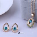 Bridal Jewelry Sets Hot Sale Classic White/ Gold Plated Water Drop Crystal Rhinestone Earrings Necklaces