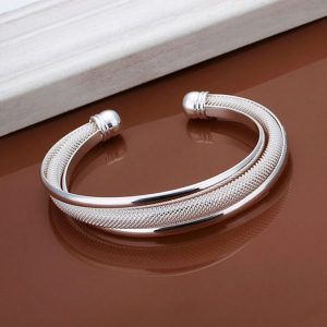 Silver Plated Color Charm Open Bracelet bangle Jewelry For Women